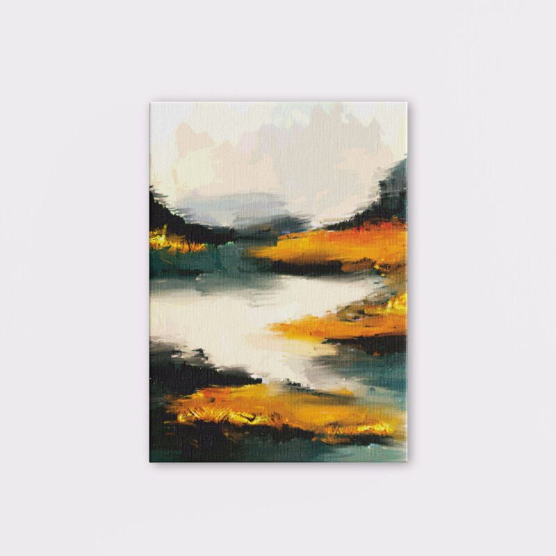 Taani Creations Peaceful Landscape with Orange Fields